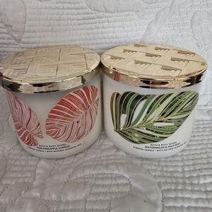 Bath & Body Works Tropical Leaf Candle Duo - Pink and Green